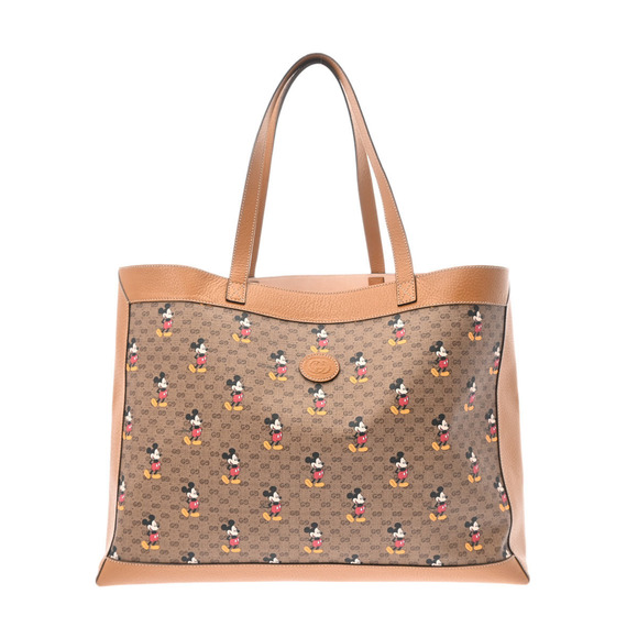 Gucci Disney Beige GG Supreme Canvas Leather Tote Bag - Picture 1 of 9